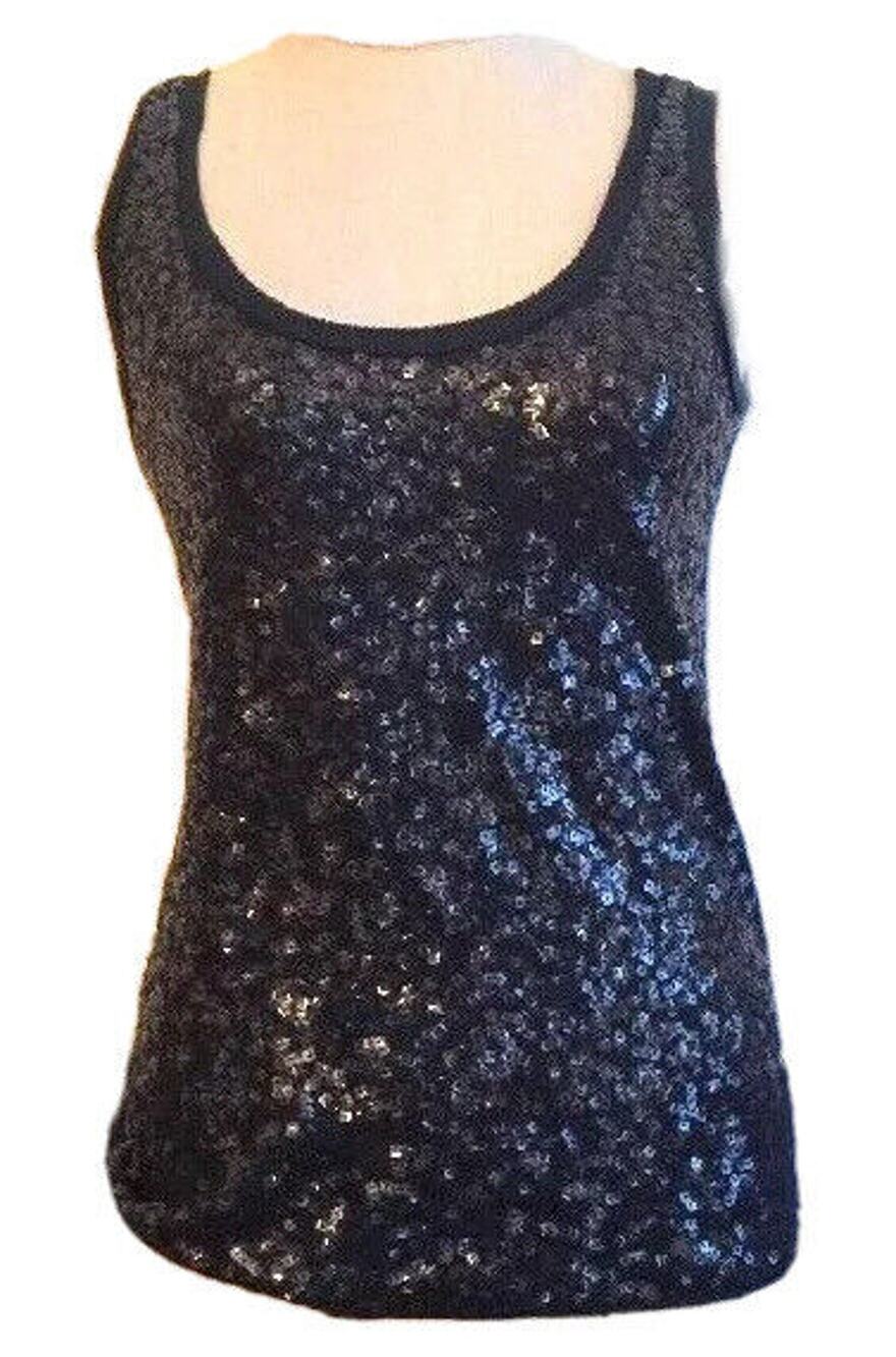 XXS J. Crew Womens Navy Blue Square Sequin Tankโ 100% Cotton